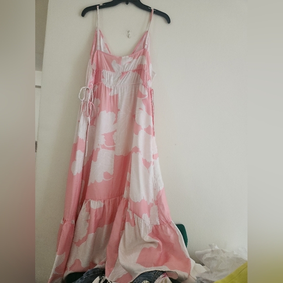 H&M Drawstrings Maxi Dress Floral Light Pink XXL, XL BNWT - Picture 7 of 15
